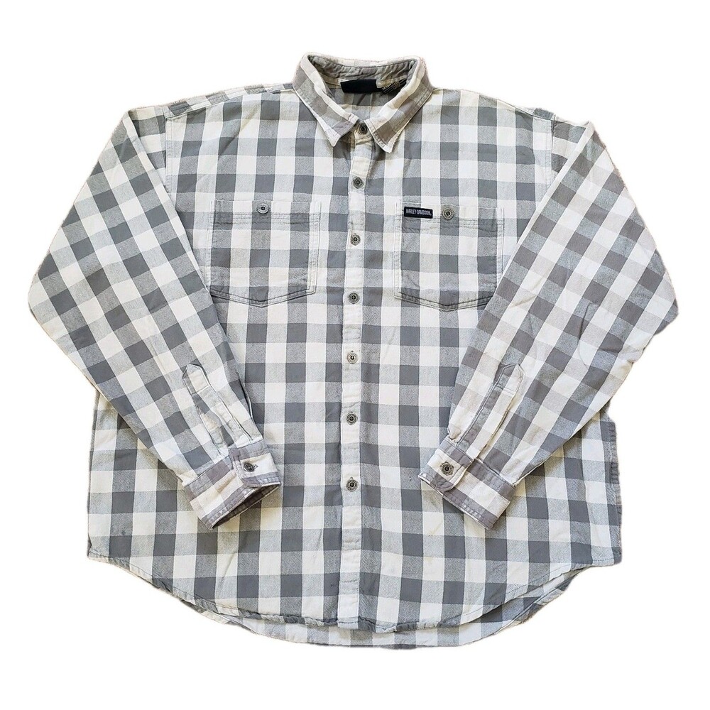 Vintage 90s Y2K Harley Davidson Sz XL Mens Buffalo Plaid Button Up Shirt